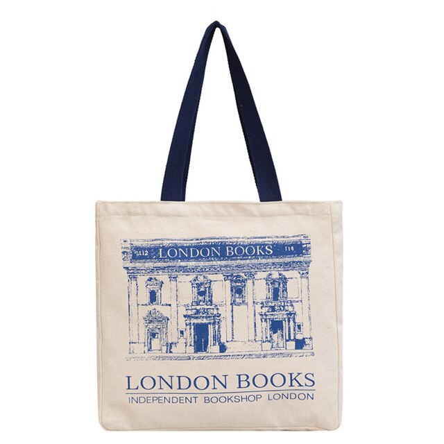 Canvas Tote Bag Printed London Books Shoulder Bag