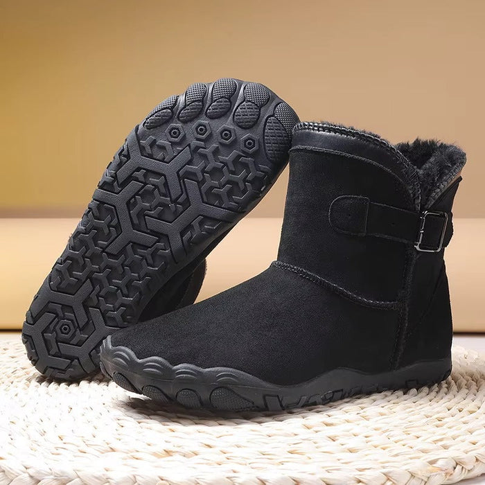 Women's Fleece-Lined Ankle Boots with Buckle Detail