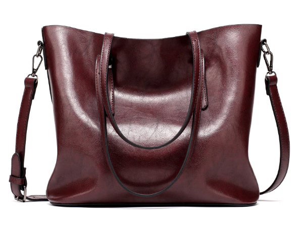 Women's PU Leather Tote Bag with Adjustable Shoulder Strap