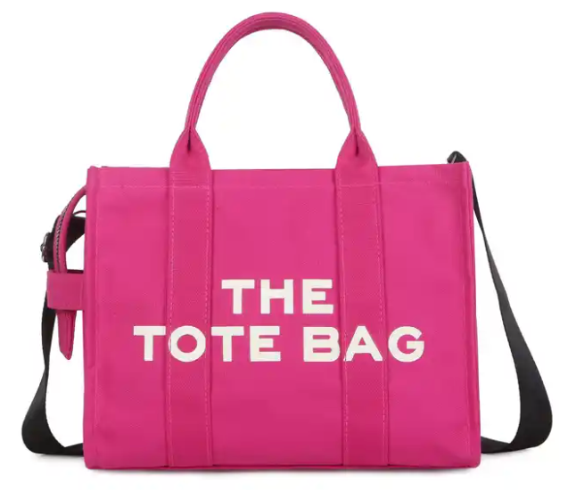 Women's Canvas Tote Bag with Crossbody Strap and Logo