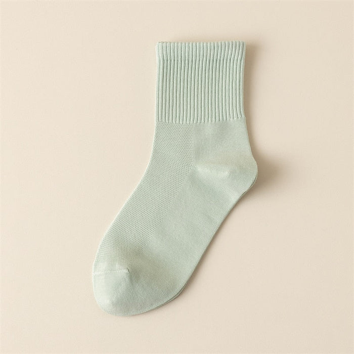 Women's Ribbed Ankle Socks with Mesh Body
