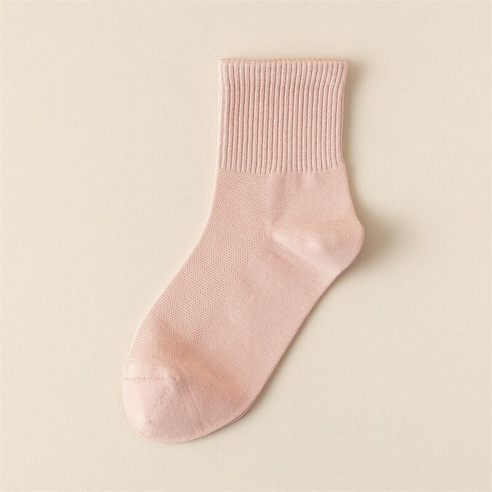 Women's Ribbed Ankle Socks with Mesh Body
