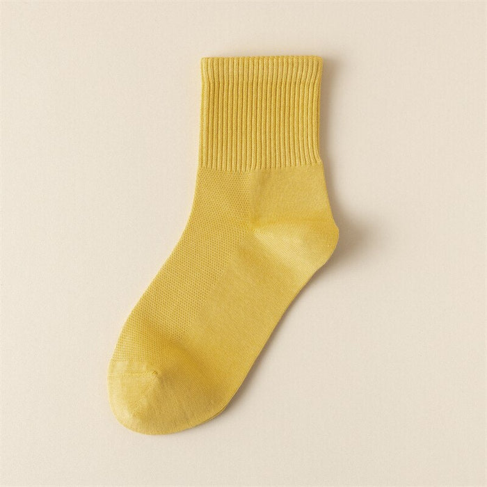 Women's Ribbed Ankle Socks with Mesh Body