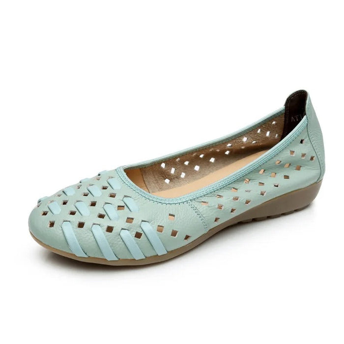 Women's Laser-Cut Ballet Flats with Low Wedge Heel