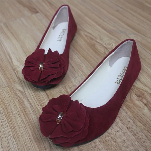 Women's Ballet Flats Flower Detail Slip-On Ballerinas