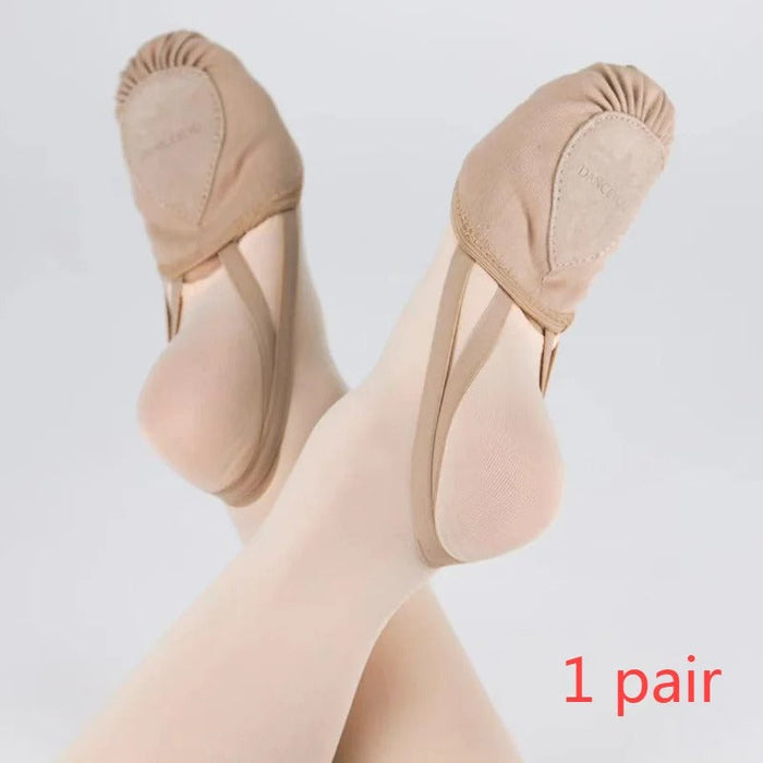 Women's Split-Sole Ballet Slippers with Elastic Arch Support